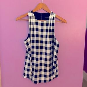 Banana Republic blue and white large check sleeveless blouse size small